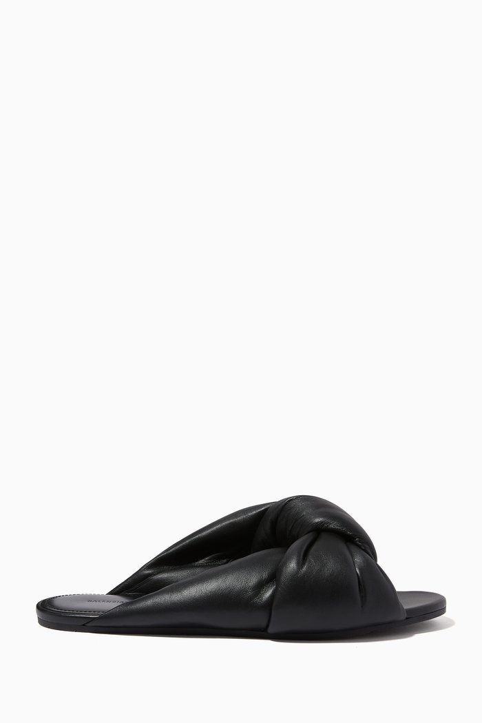 

Drapy Slides in Smooth Nappa Lambskin, Black