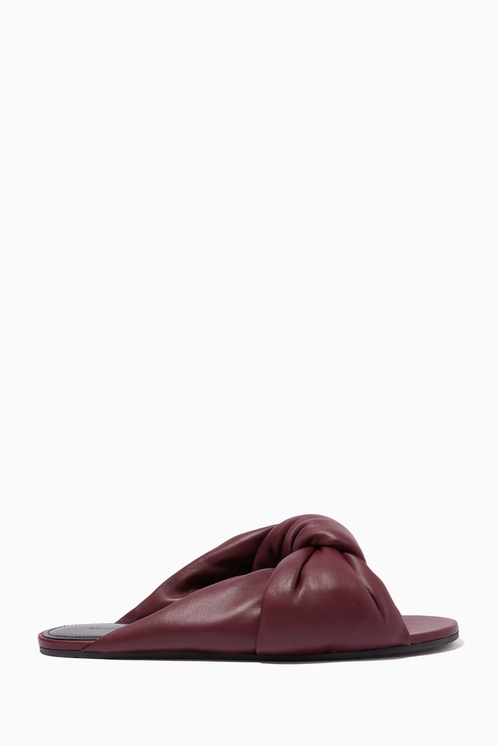 

Drapy Slides in Smooth Nappa Lambskin, Burgundy
