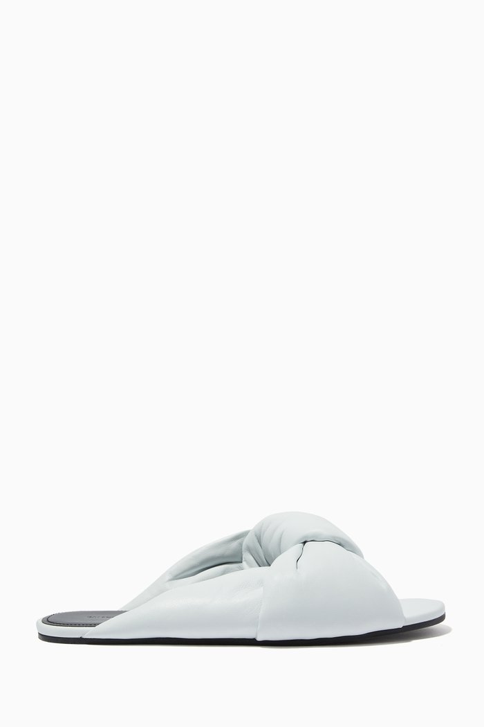 

Drapy Slides in Smooth Nappa Lambskin, White