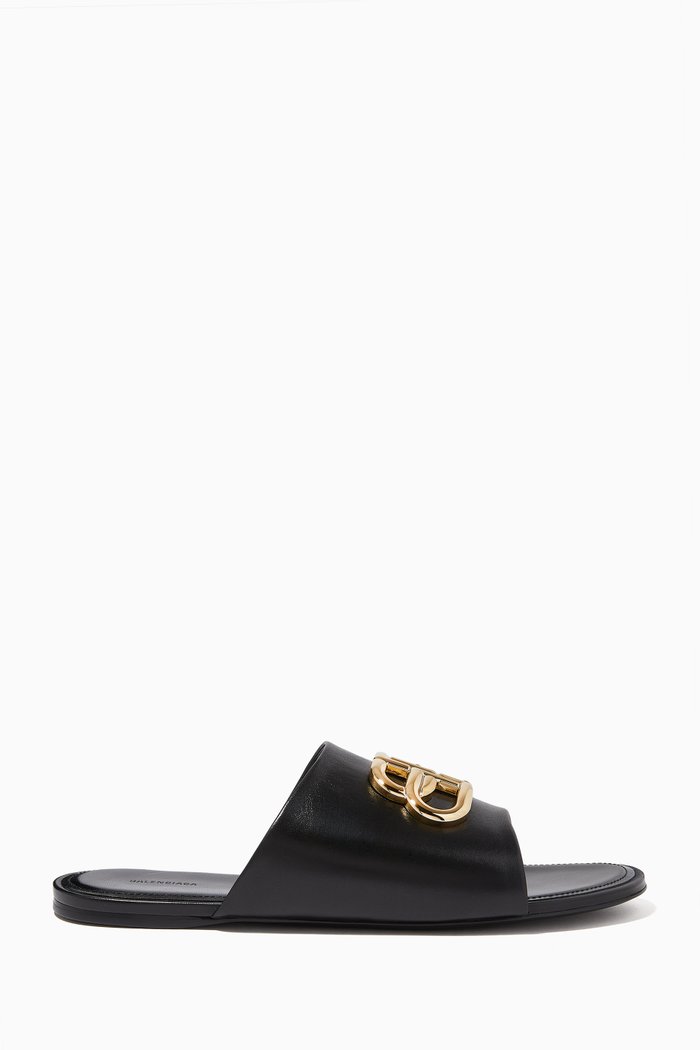 

Oval BB Mules in Shiny Sheepskin, Black