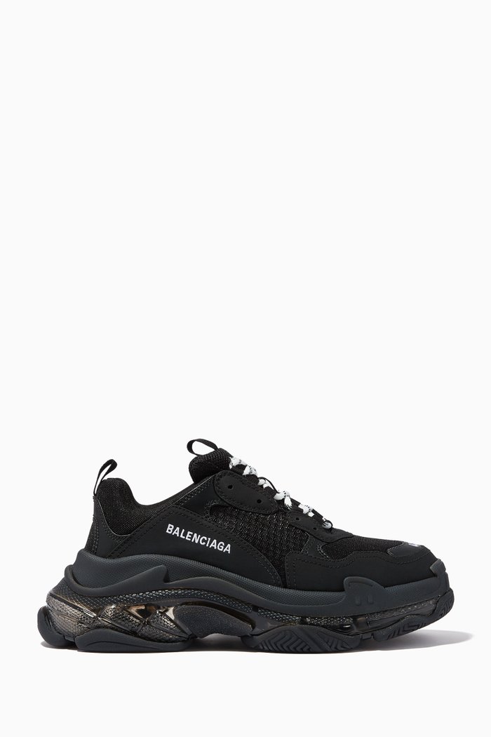 Triple S Clear Sole Sneaker in Double Foam & Mesh, Black