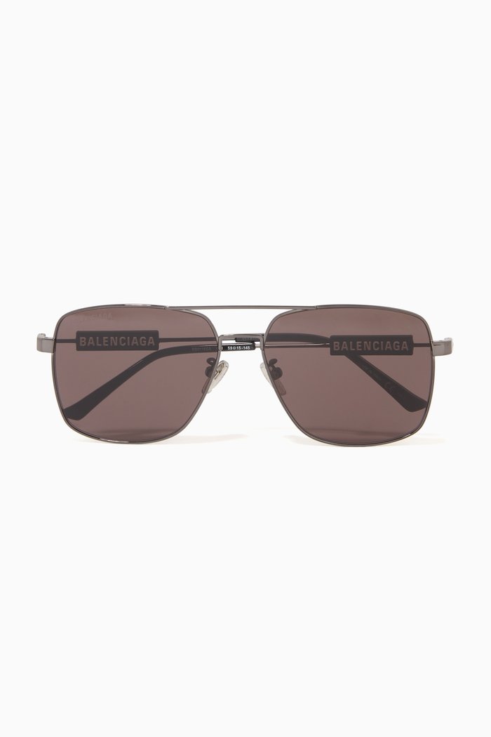 

Tag Square D-Frame Sunglasses in Metal, Grey
