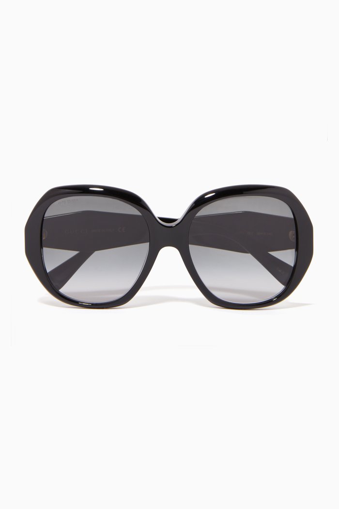 

D-Shape Sunglasses in Acetate, Black