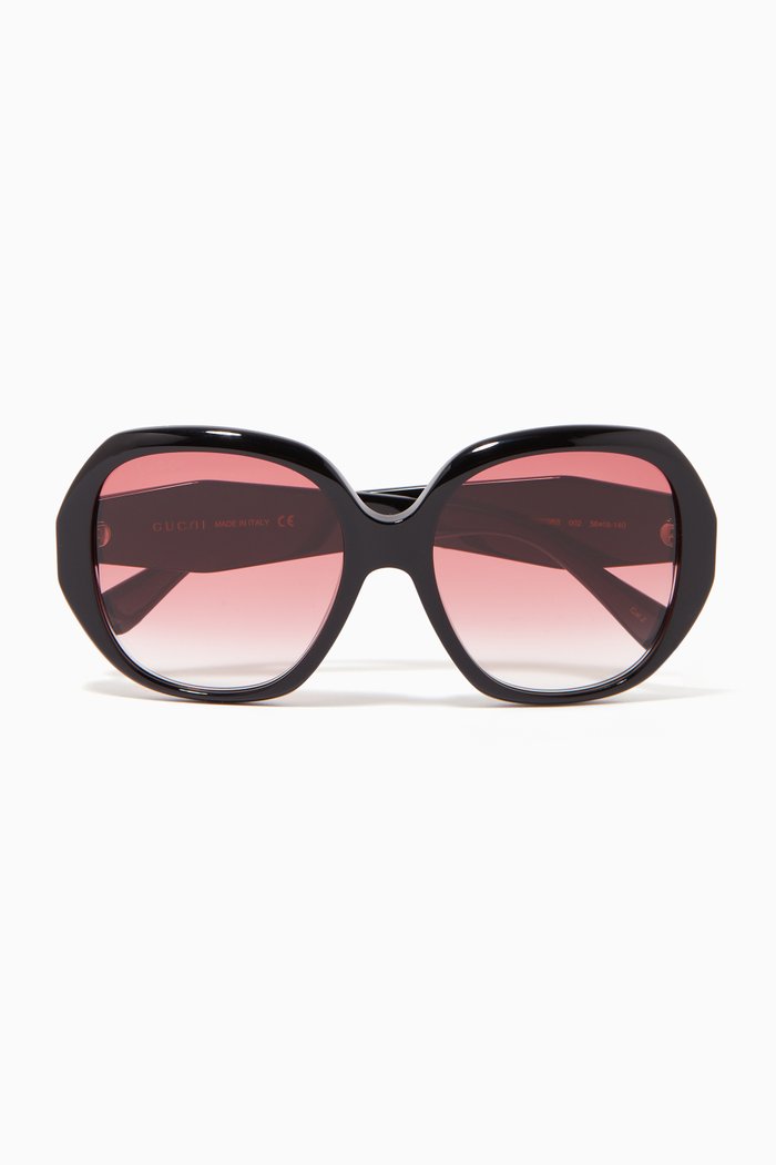 

D-Shape Sunglasses in Acetate, Black