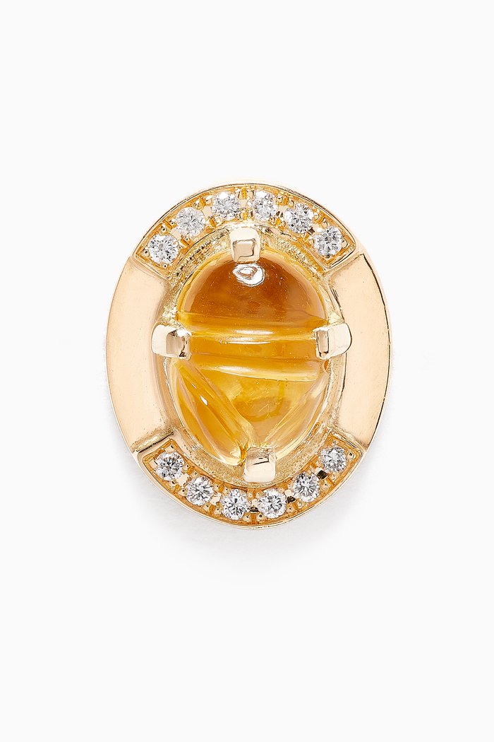 

Scarab Diamond Single Stud Earring with Citrine in 18kt Gold, Yellow