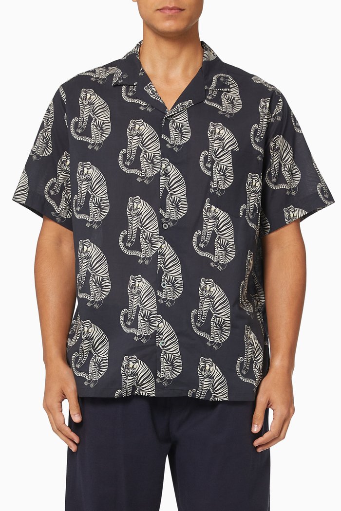 

Sansindo Tiger Cuban Pyjama Shirt, Black