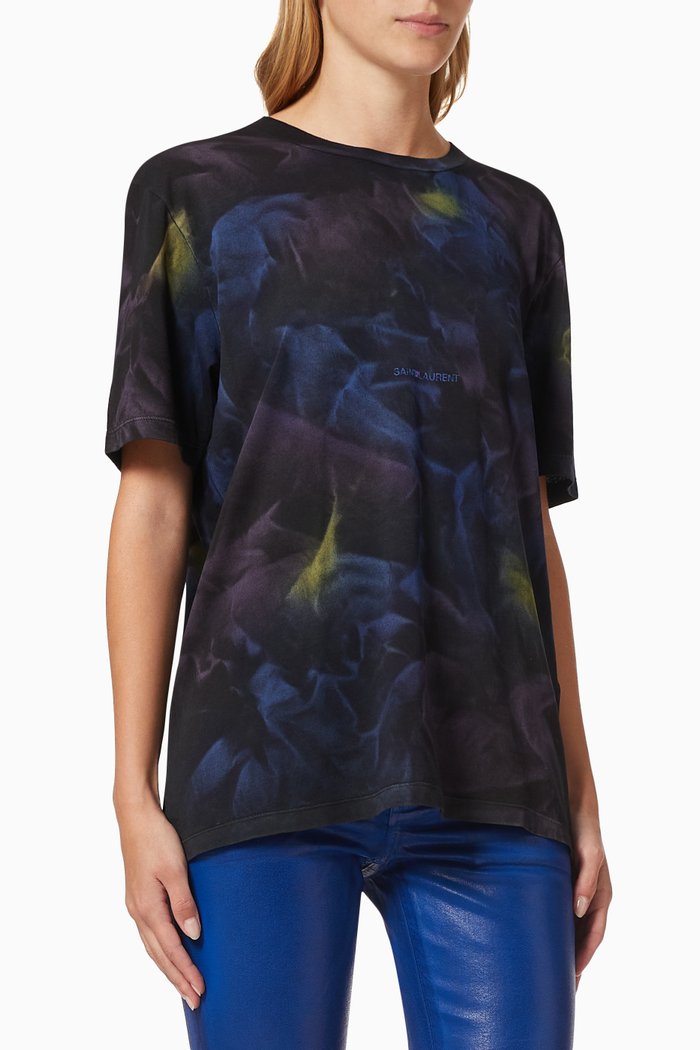 

Logo Boyfriend T-shirt in Tie-dye Cotton, Blue