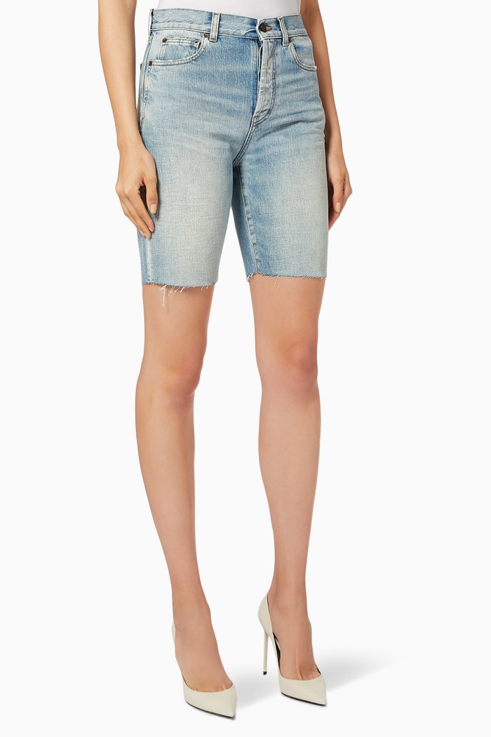 

Cotton Denim Shorts, Blue