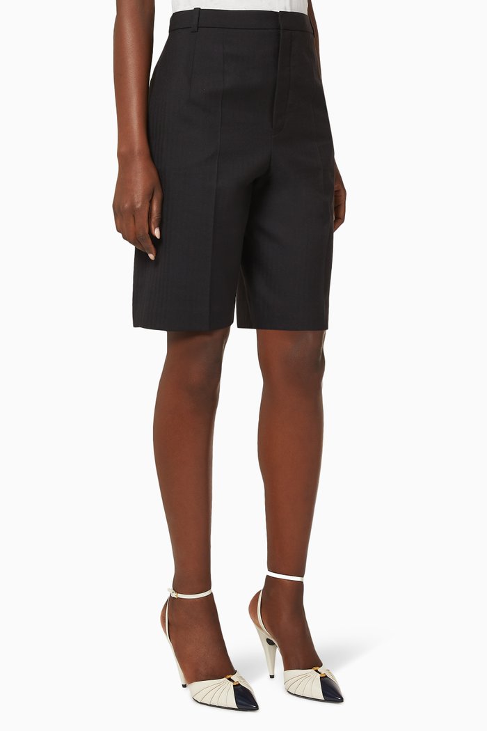 

Wool Twill Tailored Bermuda Shorts, Black