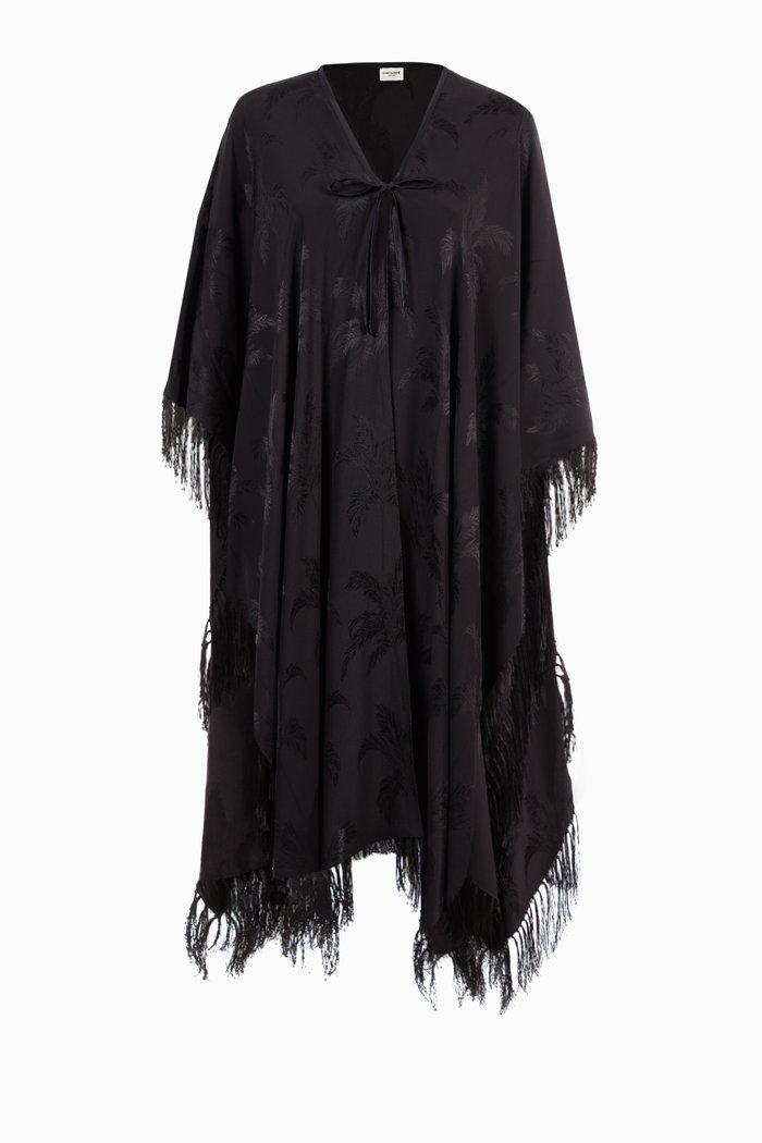 

Fringed Poncho in Silk, Black