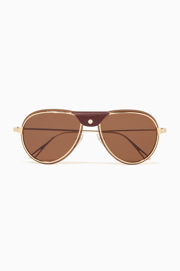 

Santos de Cartier Aviator Sunglasses in Metal, Gold