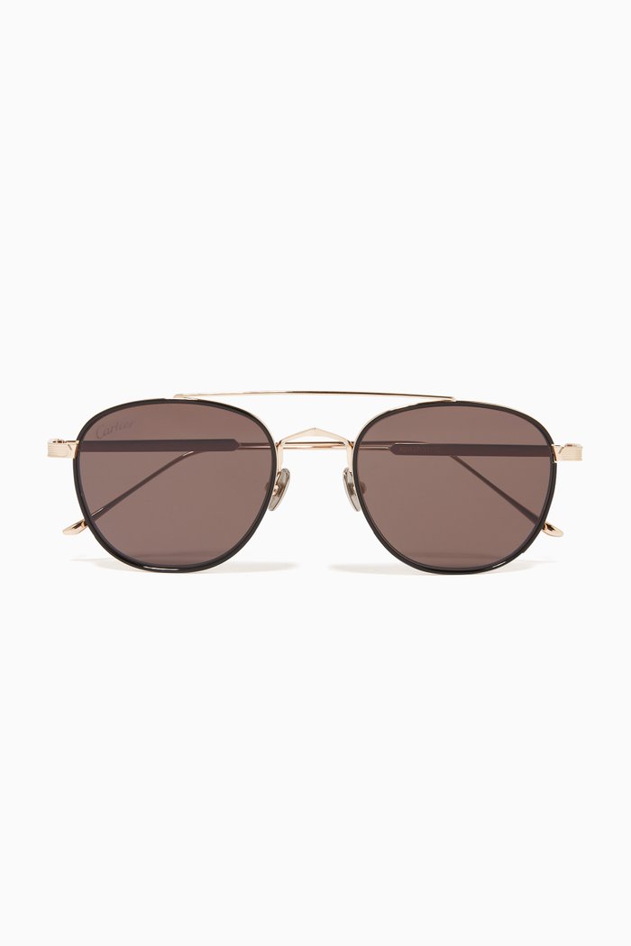 

C de Cartier Round Sunglasses in Titanium, Gold