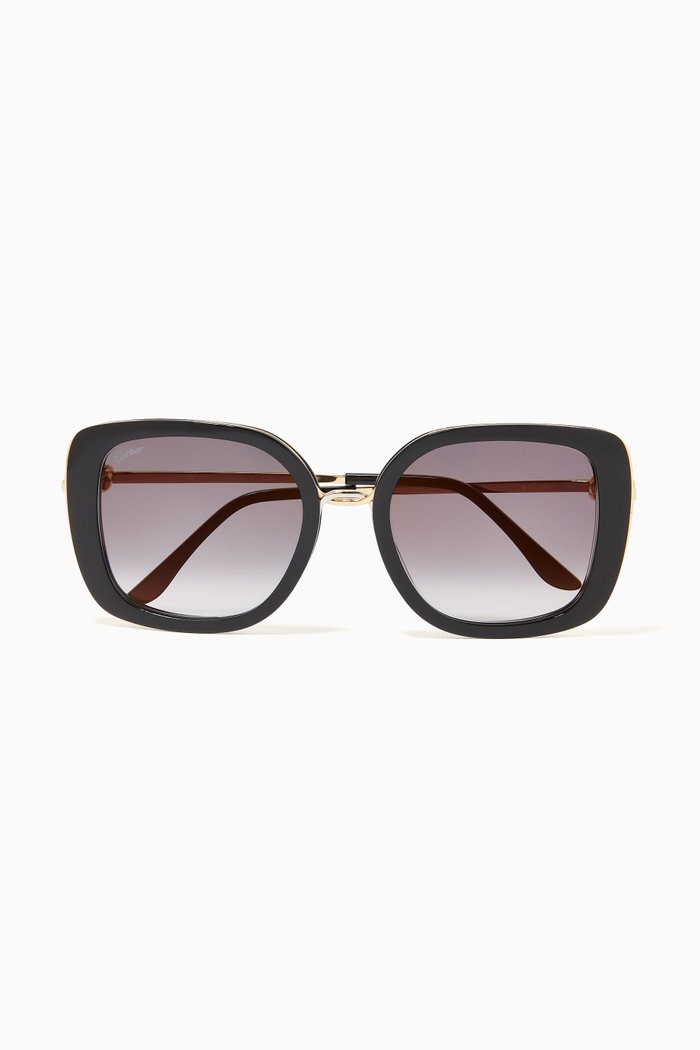 

Trinity Square Sunglasses in Acetate & Metal, Black
