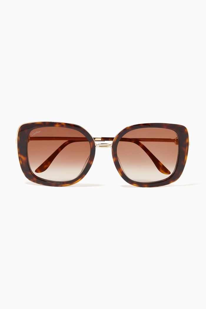 

Trinity Square Sunglasses in Acetate & Metal, Brown