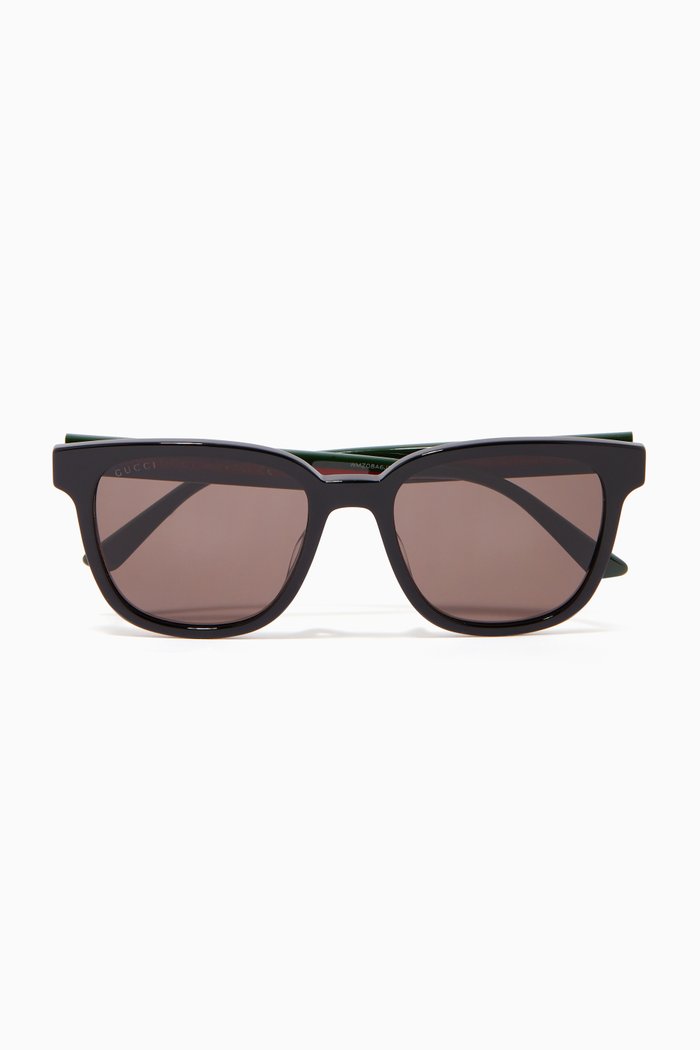 

D-Shape Sunglasses in Acetate, Black