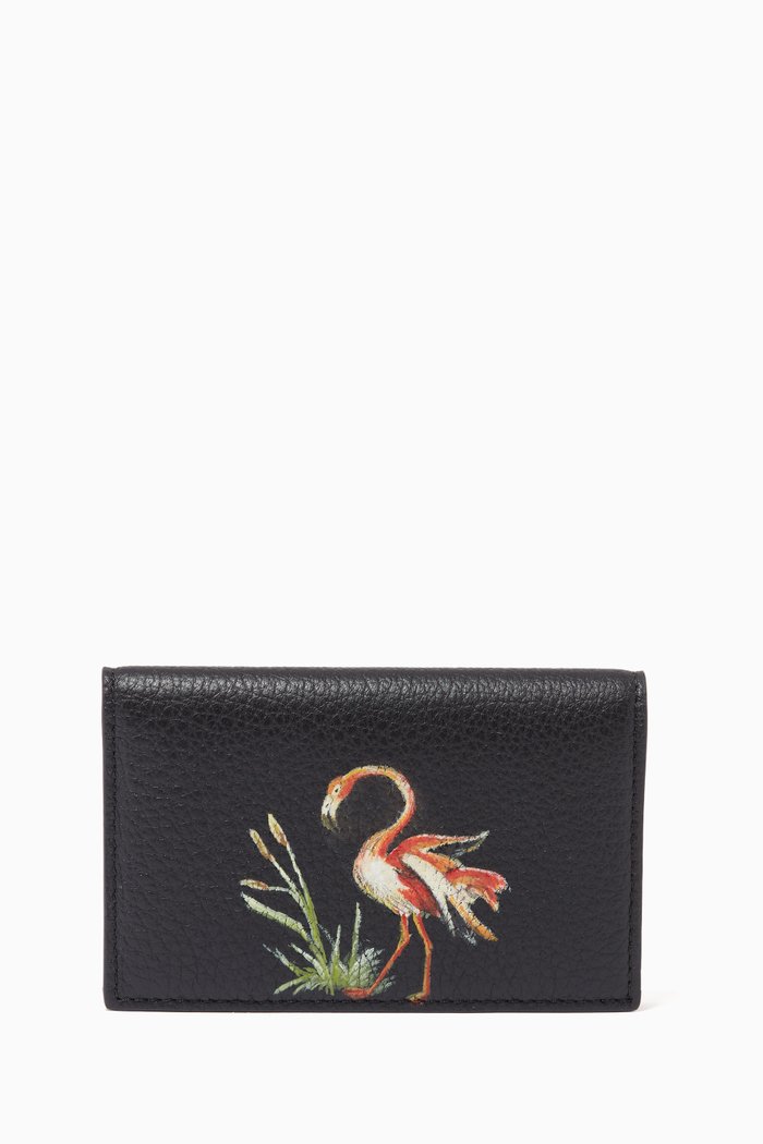 

Flamingo Business Card Holder in Leather, Black