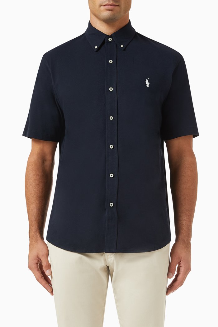 

Featherweight Logo Shirt in Cotton-mesh, Blue