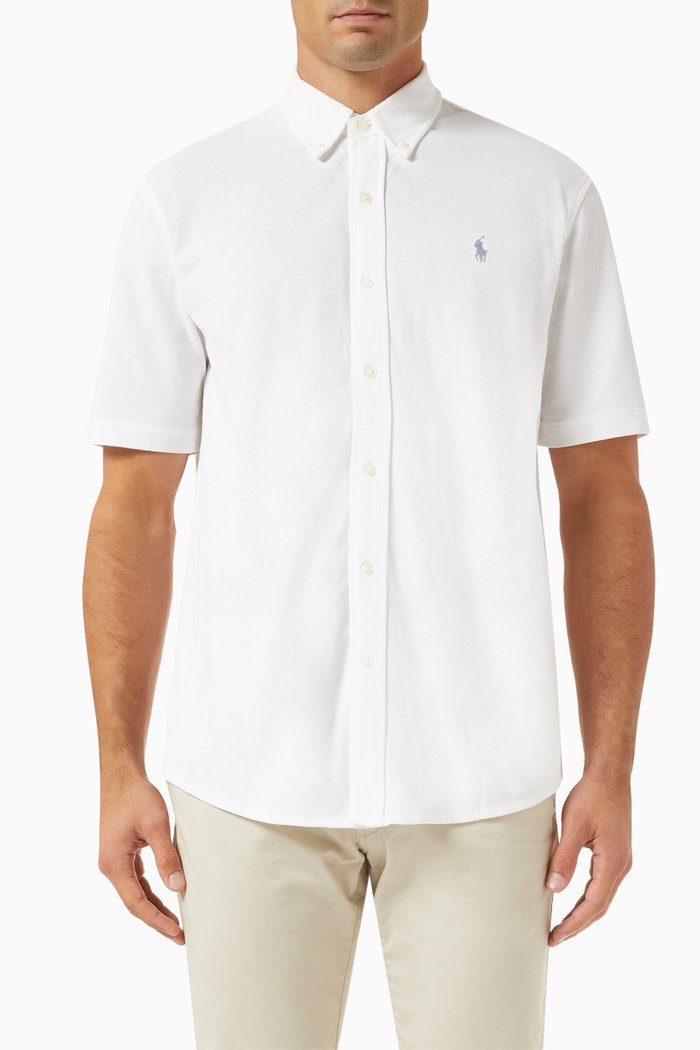 Featherweight Logo Shirt in Cotton-mesh, White