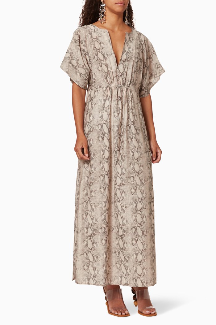 Kaelynn Animal Print Caftan, Multicolour