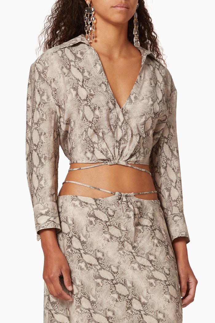 

Mazzy Animal Print Crop Shirt, Multicolour