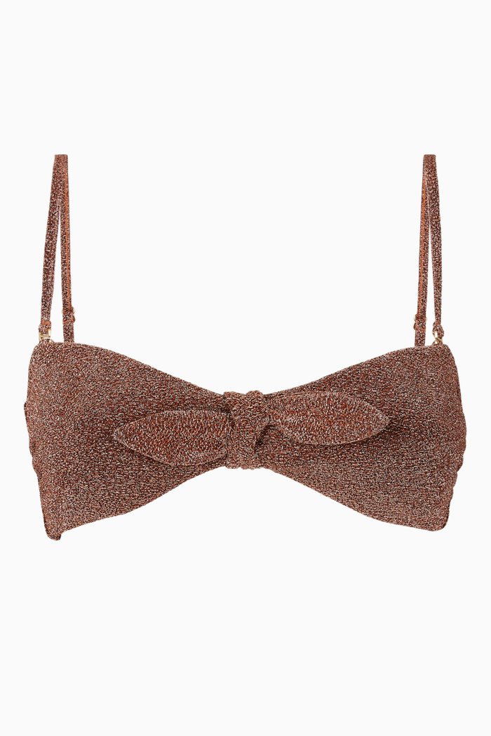 

Katrine Metallic Bikini Top, Brown