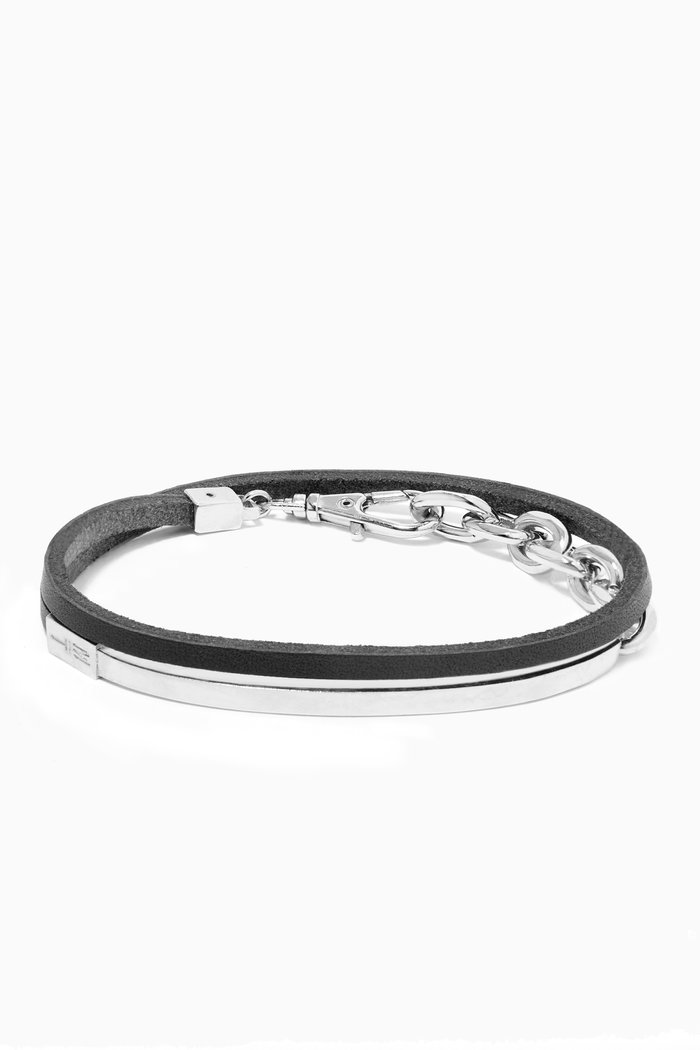 

The Marcus Bracelet with Silver Plating in Leather, Black