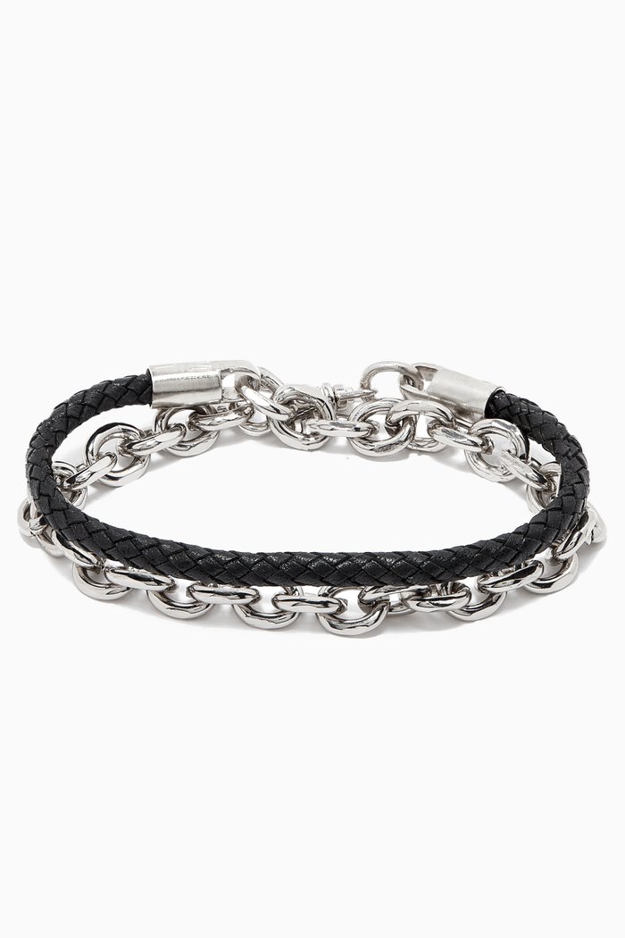 

The Brent Bracelet with Silver Plating in Leather, Black