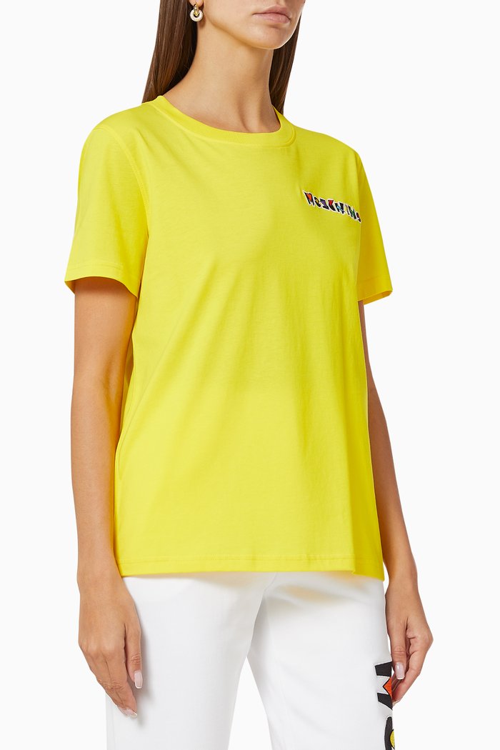 Geometric Logo Appliqué Cotton T-Shirt, Yellow