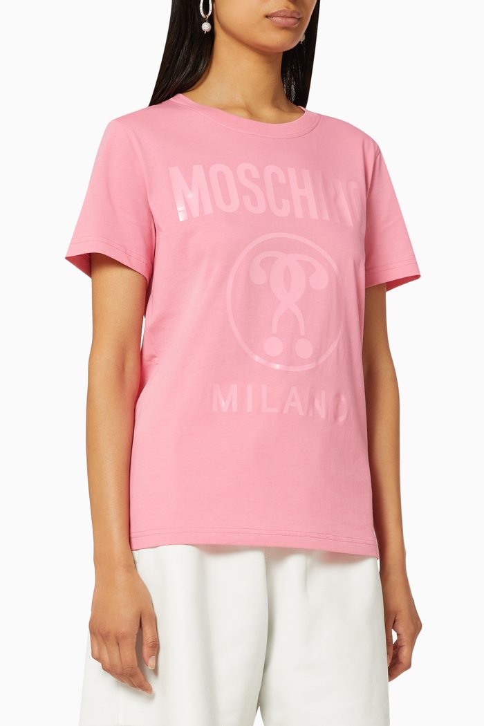 

Double Question Mark Boxy Cotton T-shirt, Pink