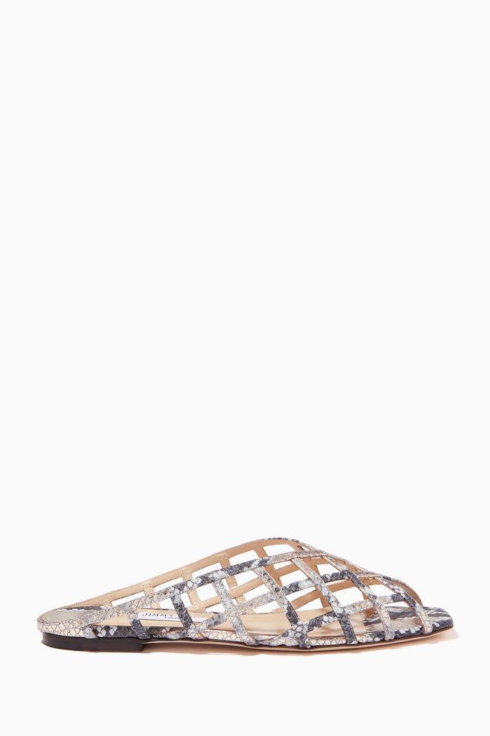 Sai Flats in Metallic Snake-print Leather, Brown