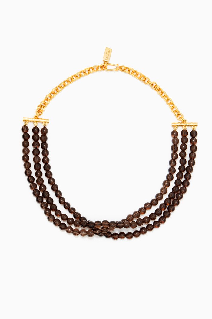 

Midori Smoky Quartz Necklace with 24k Gold Plating, Brown