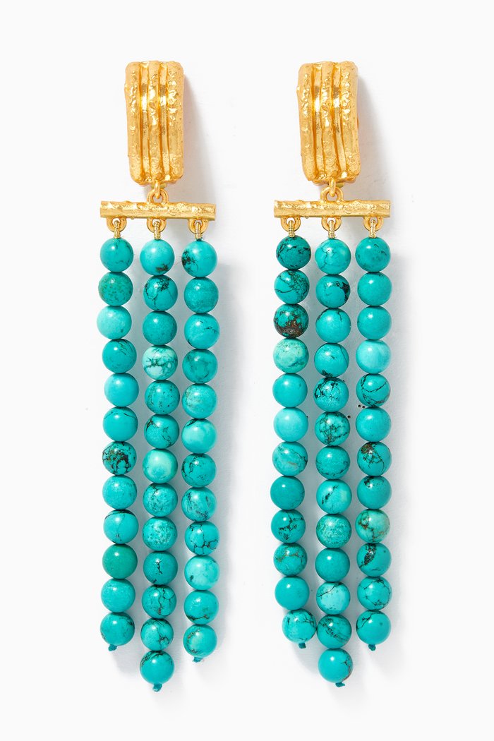 

Midori Turquoise Earrings in 24kt Gold Plating, Blue