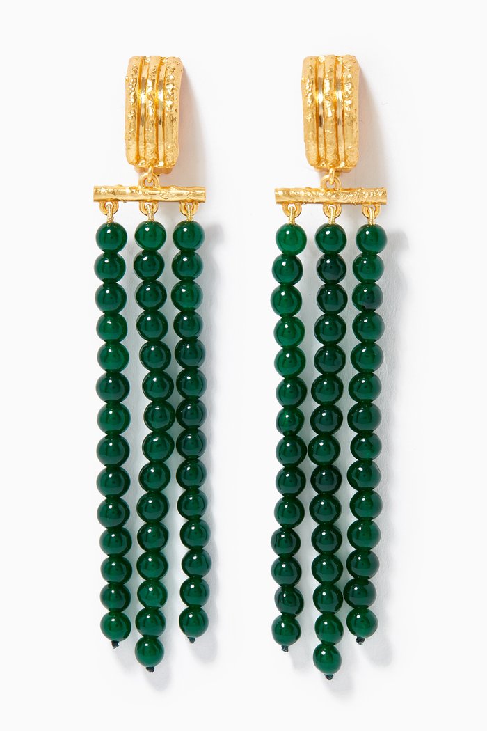 

Midori Jade Earrings in 24kt Gold Plating, Green