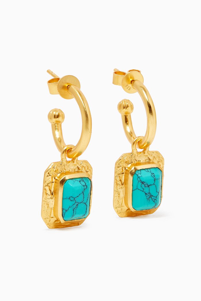 

Breeze Earrings with Turquoise in 24k Gold Plating, Blue