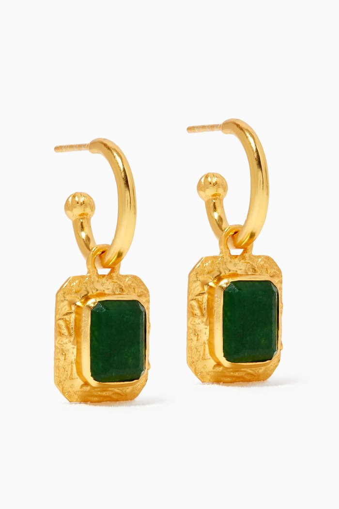 

Breeze Earrings with Jade Stone in 24kt Gold Plating, Green