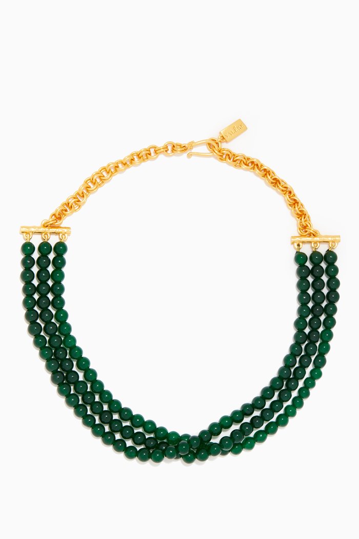 

Midori Jade Necklace in 24kt Gold Plating, Green