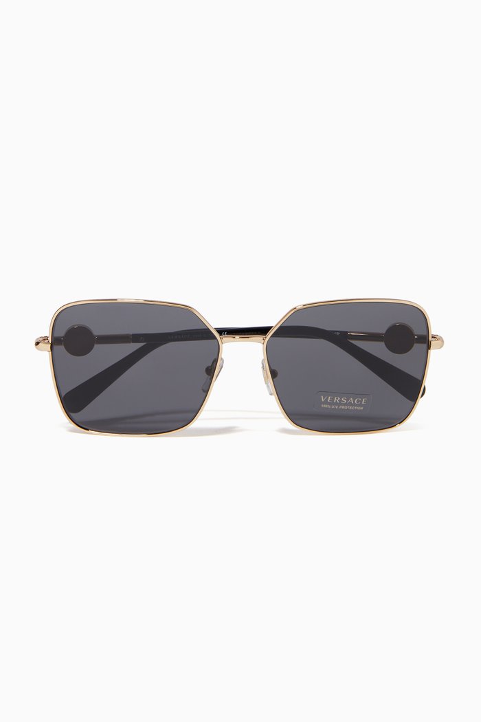 

Enamel Medusa Sunglasses, Gold