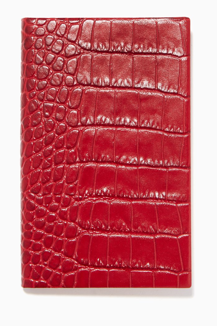 

Mara Notebook in Crocodile Embossed Leather, Red