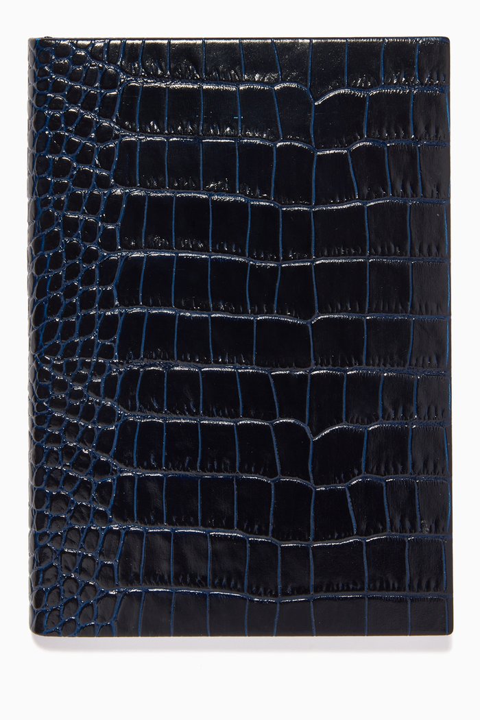 

Mara Soho Notebook in Crocodile Embossed Leather, Blue