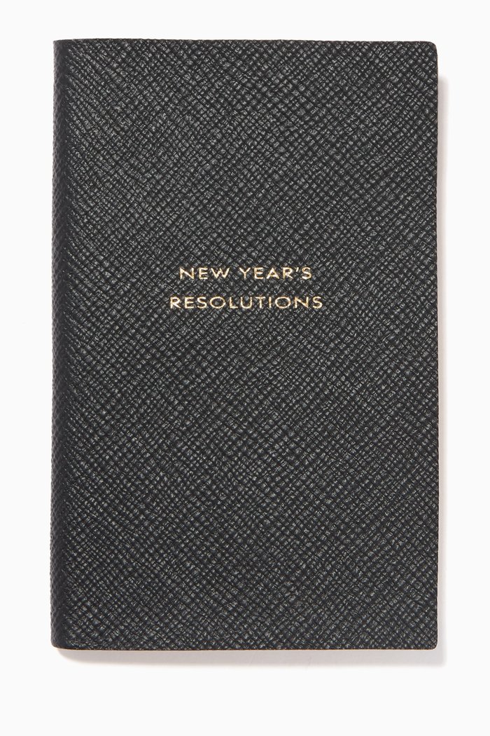 

"New Year's Resolutions" Panama Notebook in Crossgrain Leather, Black