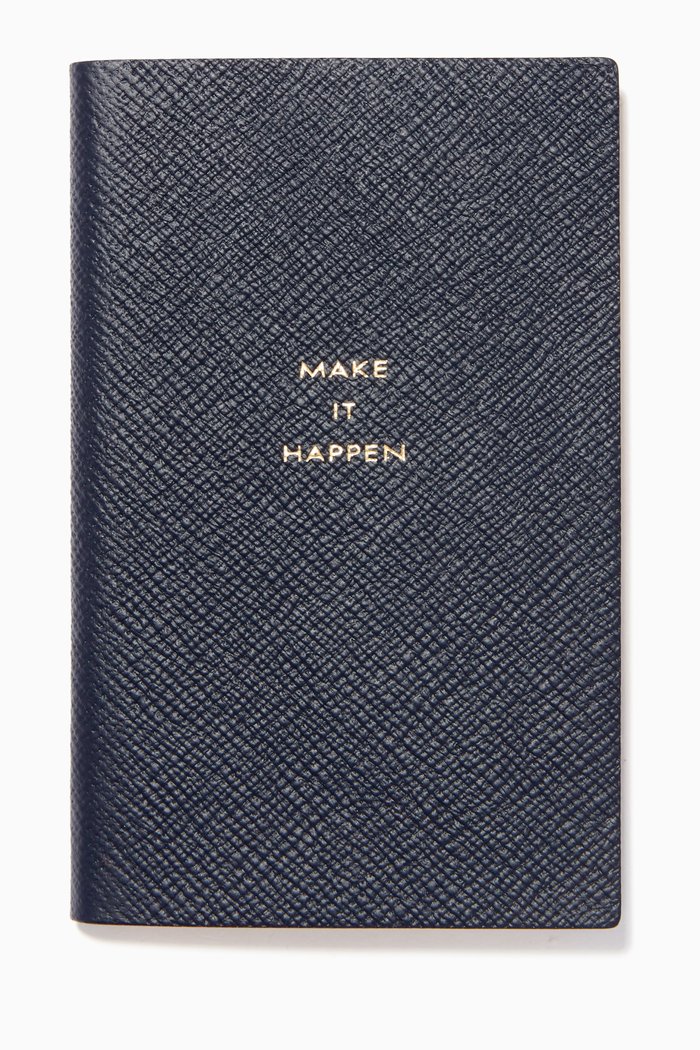 

"Make It Happen" Panama Notebook in Crossgrain Leather, Blue