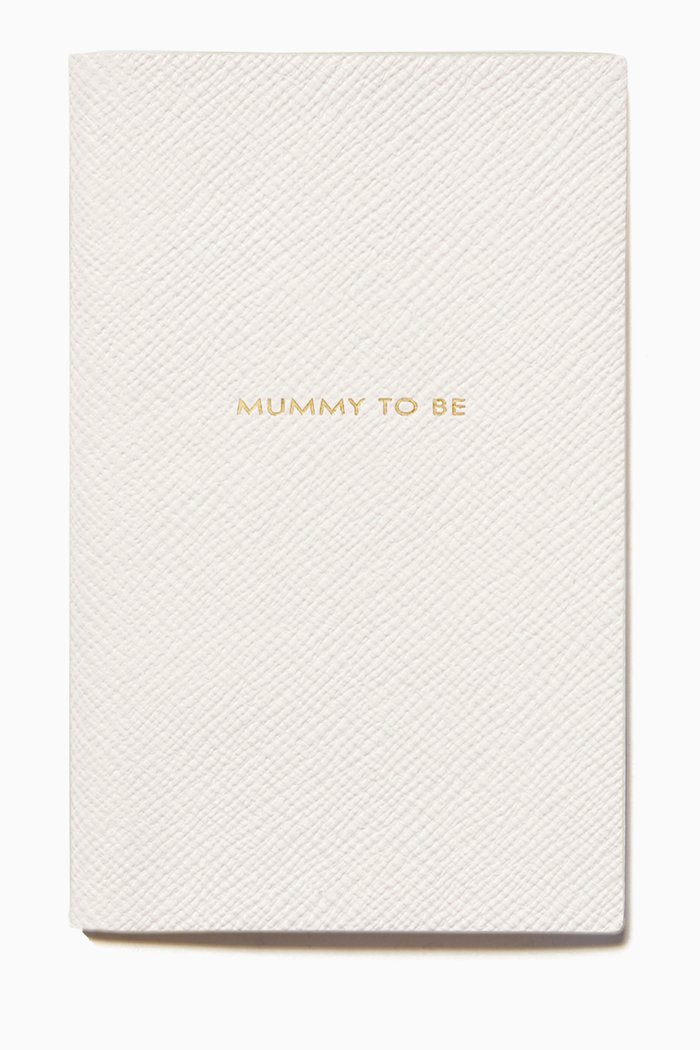 

"Mummy To Be" Panama Notebook in Crossgrain Leather, White