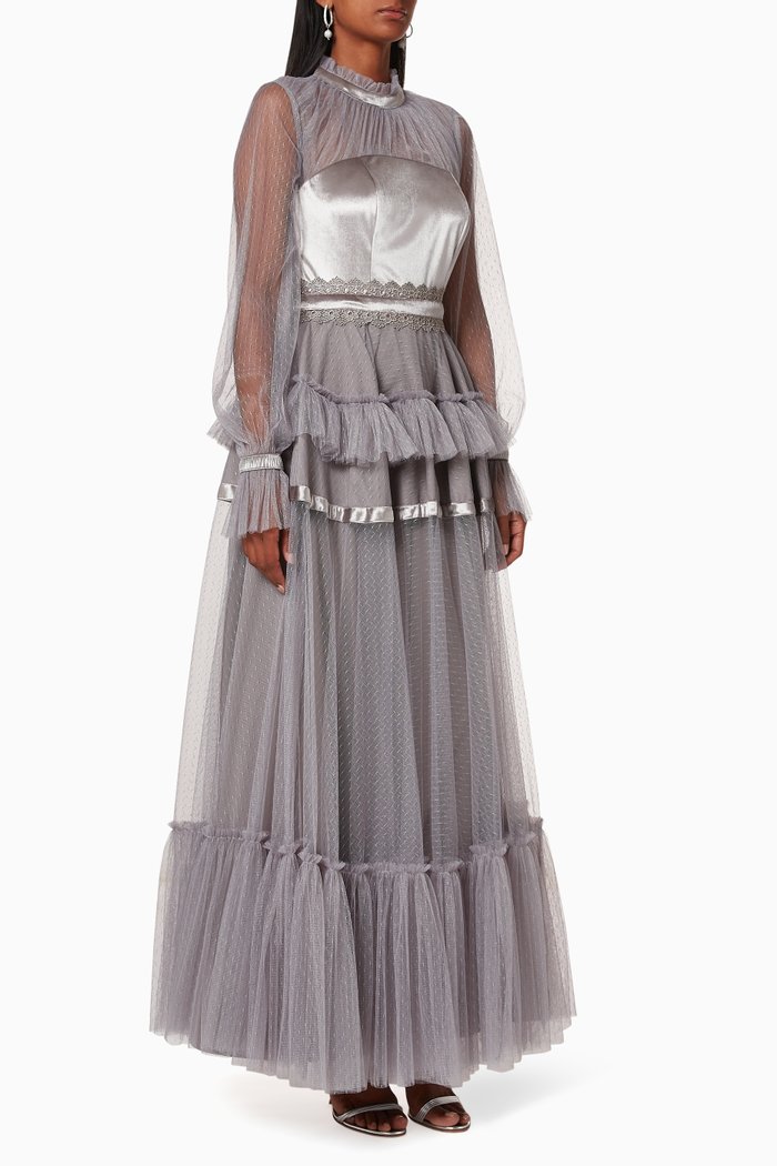 

Frill Tulle Dress, Grey