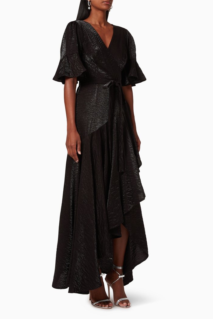 

Asymmetric Wrap Dress, Black