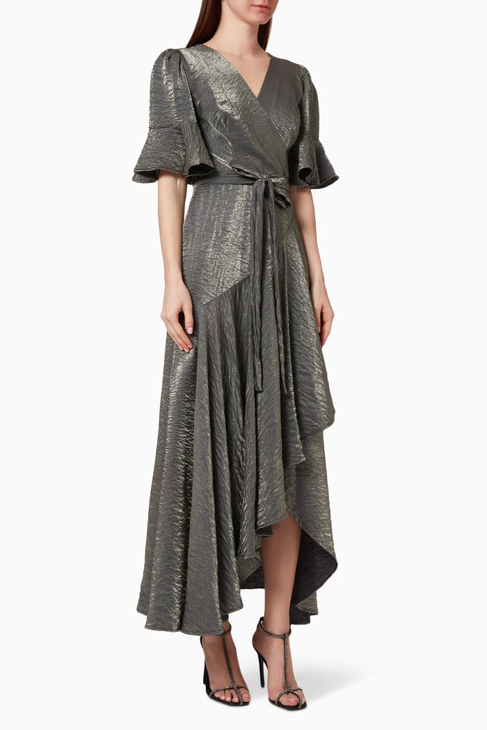 

Asymmetric Wrap Dress, Grey