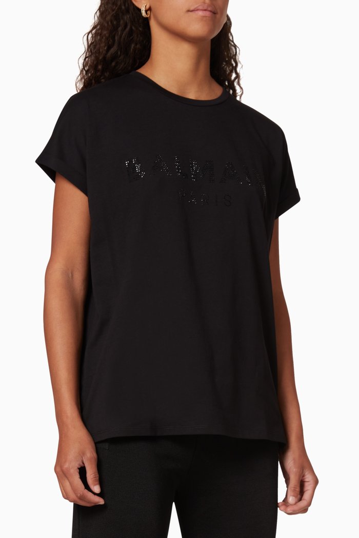 Strass Logo T-shirt, Black