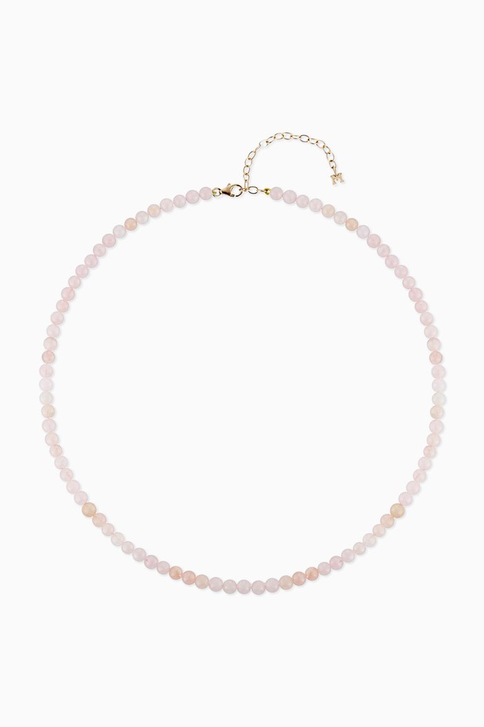 

Rose Quartz Beaded Choker Necklace in 14kt Yellow Gold