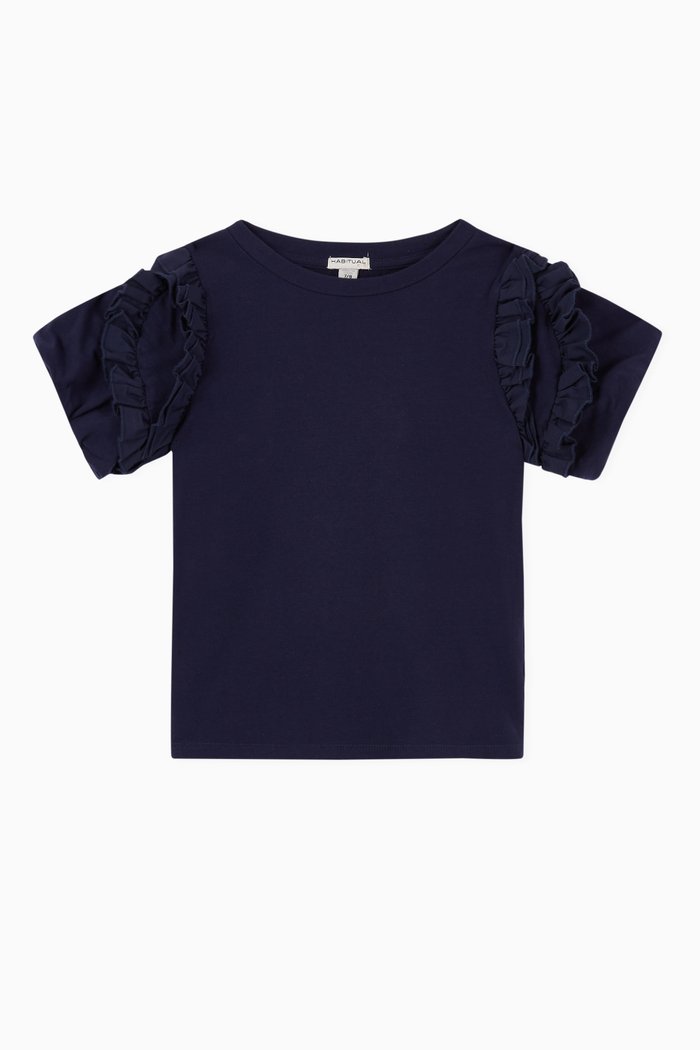 

Delilah Pleated Trim T-shirt, Blue