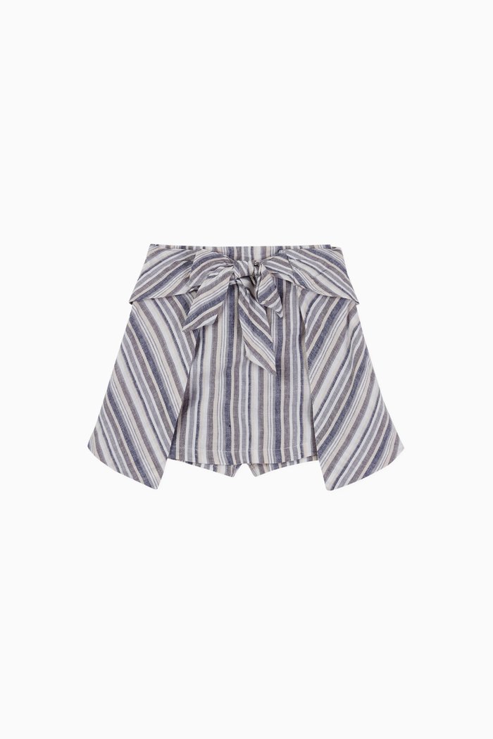 Amara Striped Wrap Skort, Blue