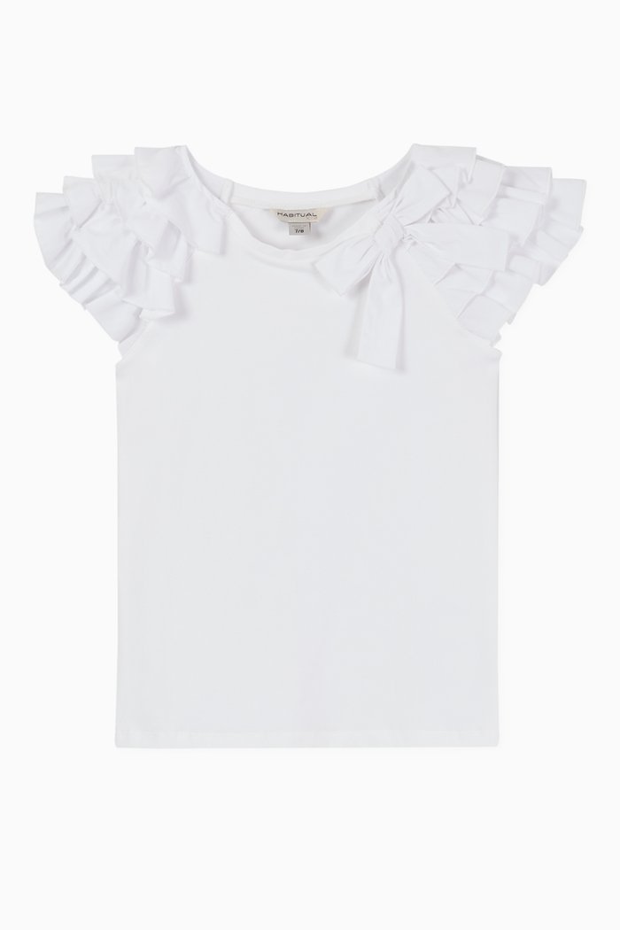 

Three Layer Ruffle Sleeve Top, White